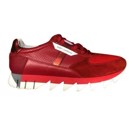 Dolce & Gabbana Shark-teeth Soles Sz 11 Low-top Sneaker Red Men Logo